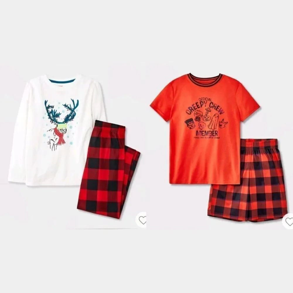 Bundle of Two Cat & Jack Boys' 2pc Pajama Sets Halloween + Christmas Theme
